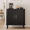 Aufeile Buffet Cabinet with Storage, 31" Tall Sideboard Storage Cabinet with Adjustable Shelves and Sliding Tambour Doors for Kitchen, Dining Living Room, Black