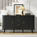 Aufeile Sideboard and Buffet, 55" Storage Cabinet with 3 Drawers and Adjustable Shelves, Modern Accent Cabinet for Kitchen, Dining Living Room, Entryway, Hallway, Black