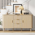 Aufeile Sideboard Buffet Cabinet, 55" Storage Cabinet with 3 Drawers and Adjustable Shelves, Modern Accent Cabinet for Kitchen, Dining Living Room, Entryway, Hallway, Natural Oak
