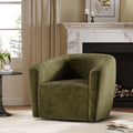Aufeile Swivel Barrel Accent Chair for Living Room, Modern Round 360° Swivel Chair with Curve Back, Comfy Upholstered Single Sofa Chair for Bedroom and Coffee, Green
