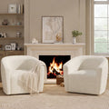 Aufeile Swivel Barrel Accent Chair Set of 2 for Living Room, Modern Round 360° Swivel Chair with Curve Back, Comfy Upholstered Single Sofa Chairs for Bedroom and Office, Beige