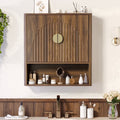Aufeile Bathroom Wall Cabinet, Modern Medicine Storage Cabinet with Adjustable Shelf for Laundry Room, Living Room, Walnut