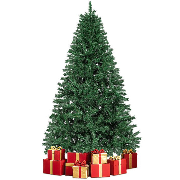 Aufelie Artificial Christmas Tree, 6ft unlit Christmas Tree W/ 800 Branch Tips, Premium Spruce Green Xmas Tree with Folding Metal Stand, for Indoor/Outdoor Holiday Decoration
