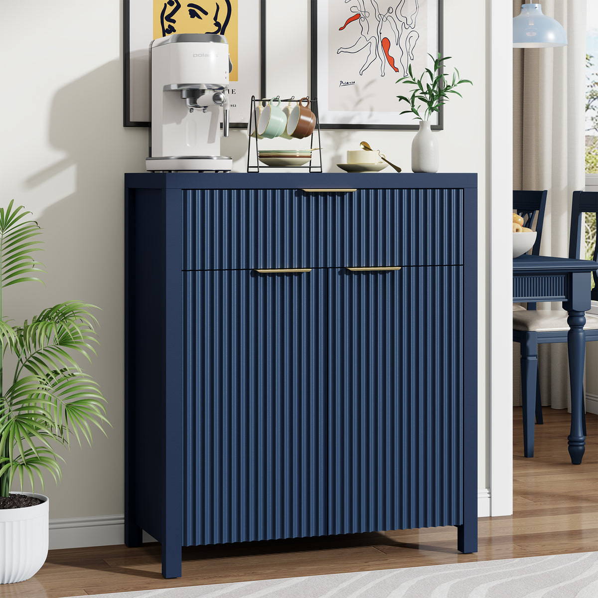Aufeile Sideboard Buffet Cabinet with Drawer, Small Buffet Table with Adjustable Shelf, Modern Home Accent Furniture for Dining Living Room, Kitchen, Entryway, Blue