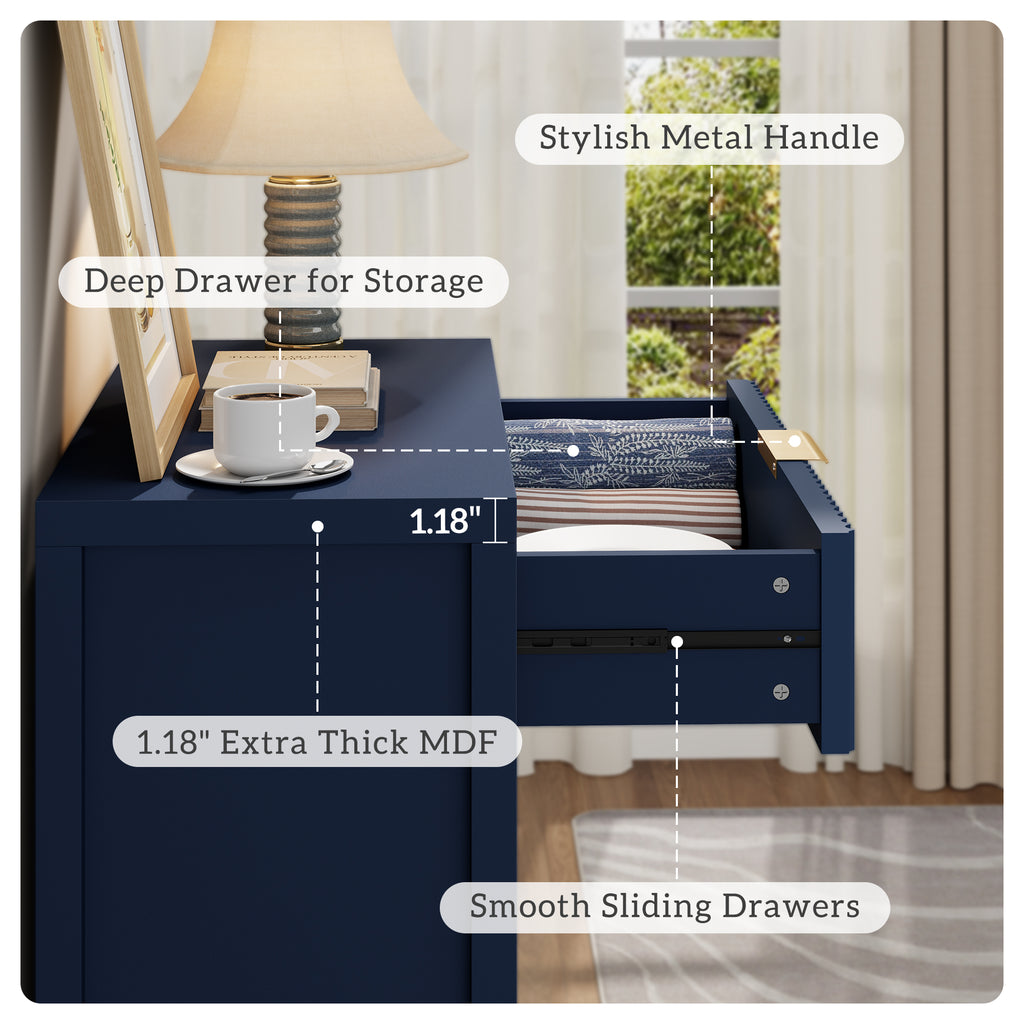 Aufeile Sideboard Buffet Cabinet with Drawer, Small Buffet Table with Adjustable Shelf, Modern Home Accent Furniture for Dining Living Room, Kitchen, Entryway, Blue