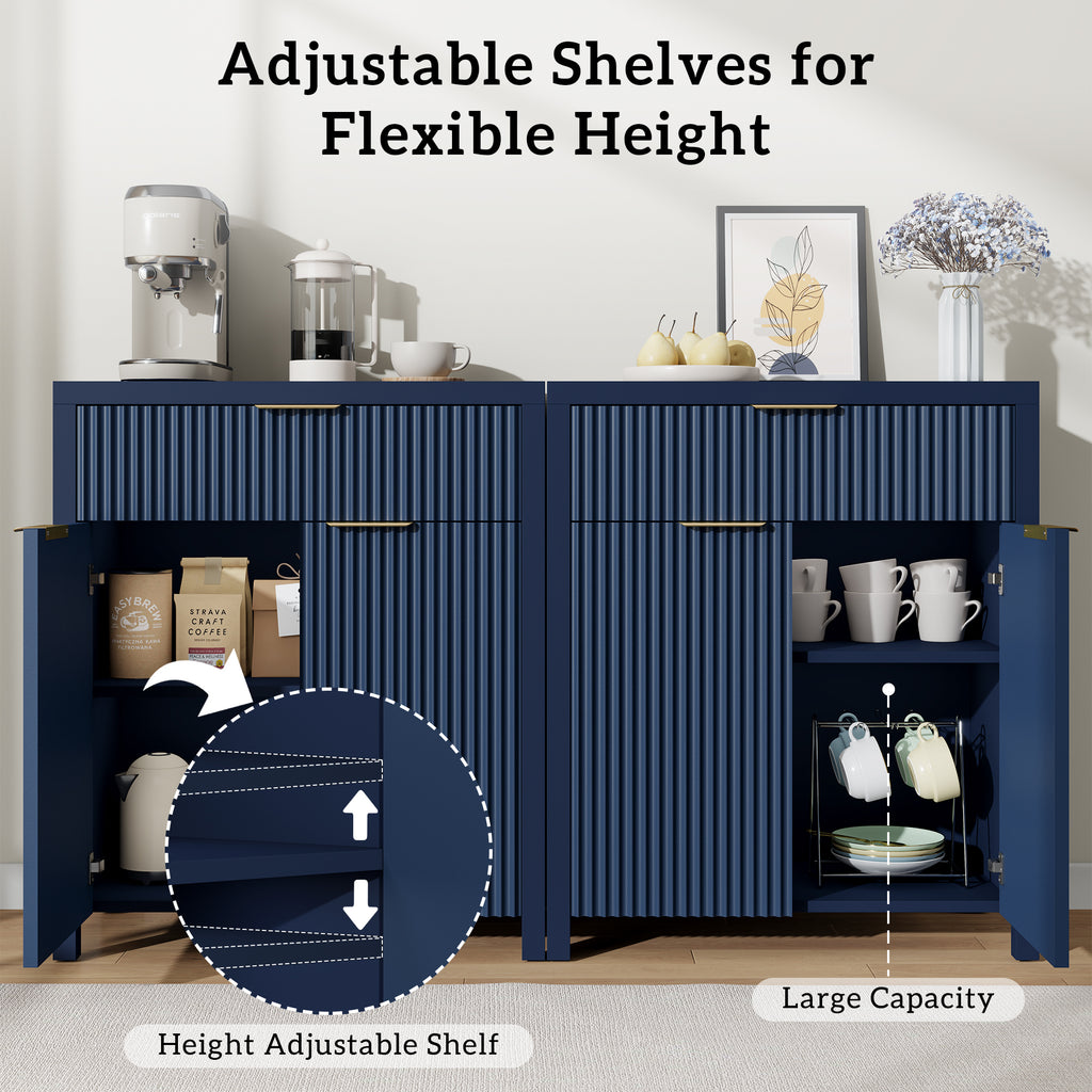 Aufeile Sideboard Buffet Cabinet with Drawer, Small Buffet Table with Adjustable Shelf, Modern Home Accent Furniture for Dining Living Room, Kitchen, Entryway, Blue