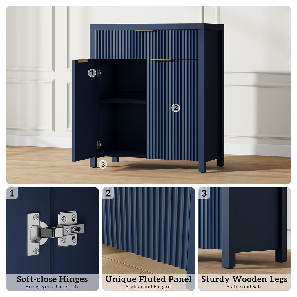 Aufeile Sideboard Buffet Cabinet with Drawer, Small Buffet Table with Adjustable Shelf, Modern Home Accent Furniture for Dining Living Room, Kitchen, Entryway, Blue