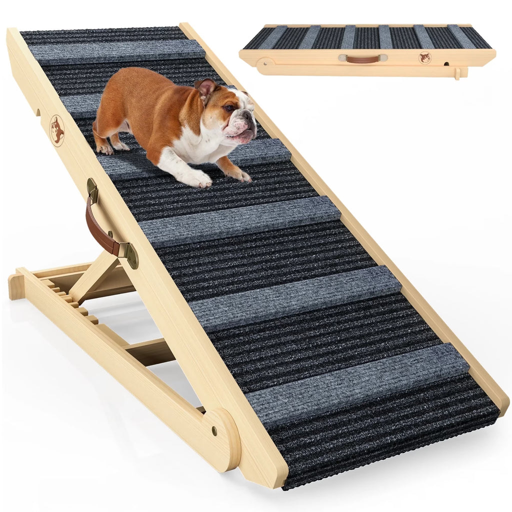 Aufeile Wooden Pet Ramp for Dogs & Cats with Non-Slip Carpet