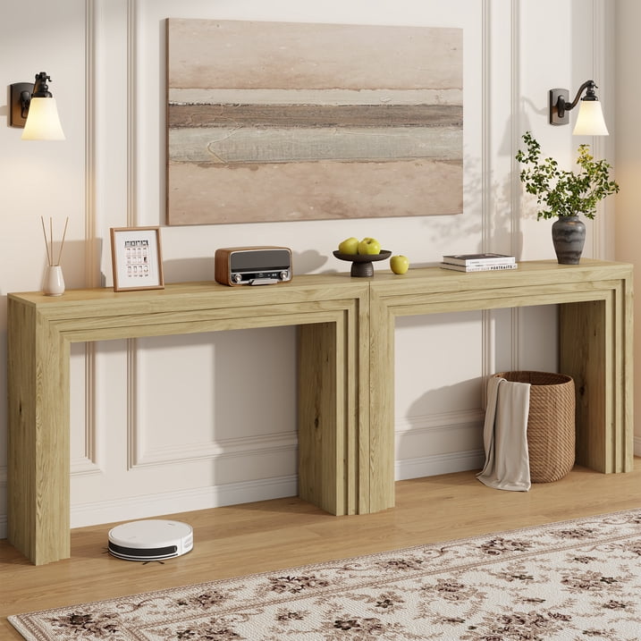 Aufeile 43" Console Table, Narrow Entryway Table with Storage, Modern Wood Accent Entry Sofa Table for Entrance, Hallway, Foyer, Living Room, Ideal for Home Decor, Natural Oak