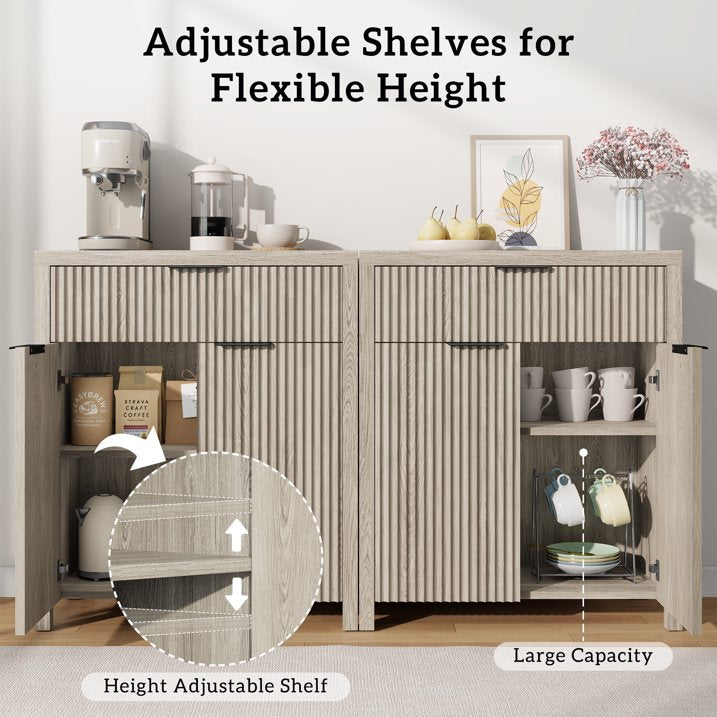 Aufeile Sideboard Buffet Cabinet with Drawer, Small Buffet Table with Adjustable Shelf, Modern Home Accent Furniture for Dining Living Room, Kitchen, Entryway, White Oak