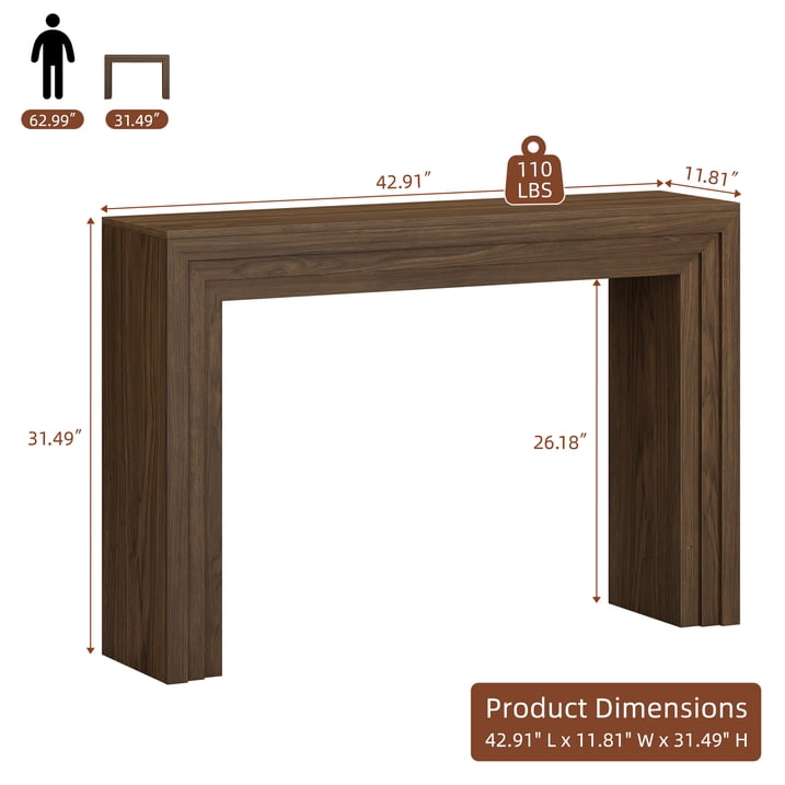 Aufeile Console Table for Entryway, 43" Narrow Entryway Table, Modern Wood Sofa Table Hallway Table for Entrance, Couch, Foyer, Living Room, Walnut