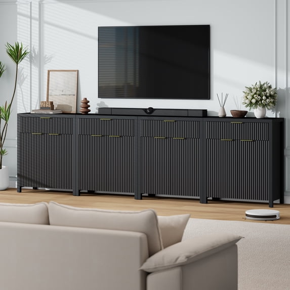 Aufeile 28" Sideboard Buffet Cabinet with Adjustable Shelves & Drawer, Small Accent Cabinet for Entryway, Storage Cabinet for Kitchen Dining Living Room, Black