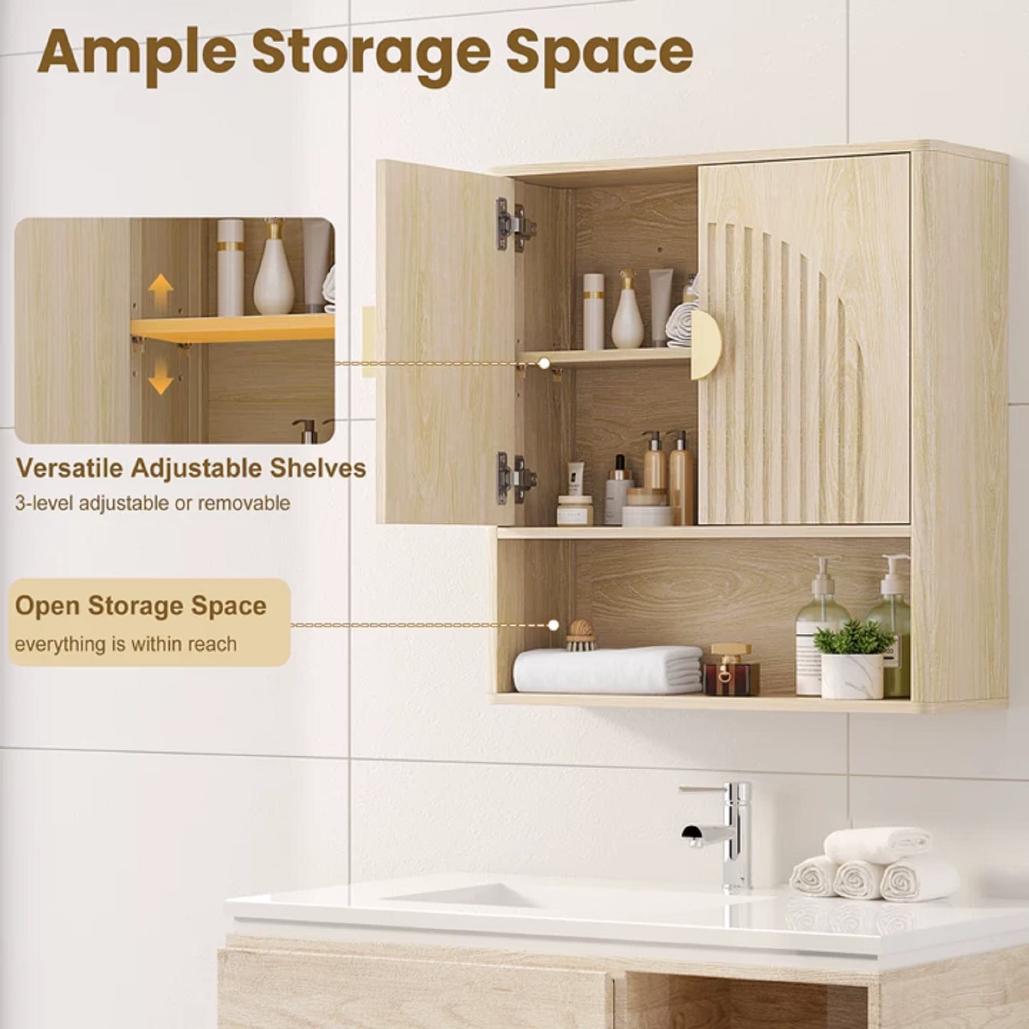 Aufeile Bathroom Wall Storage Cabinet