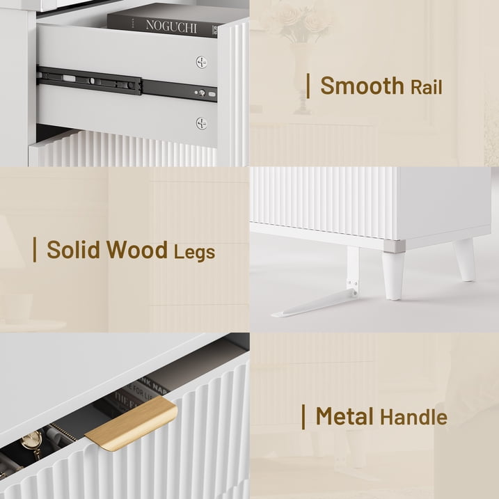 Aufeile Dresser for Bedroom, 53" 6 Drawer Dresser & Chest of Drawers with Fluted Design, Wood Dresser for Adults, Long Bedroom Dresser & Storage Organizer, White