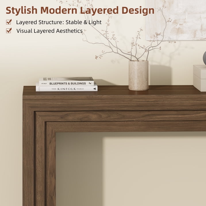 Aufeile Console Table for Entryway, 43" Narrow Entryway Table, Modern Wood Sofa Table Hallway Table for Entrance, Couch, Foyer, Living Room, Walnut