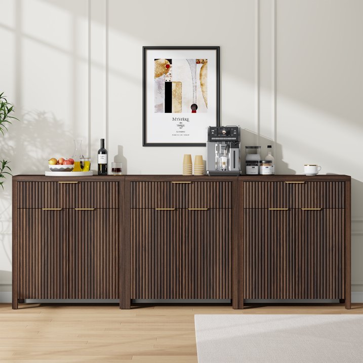 Aufeile Sideboard Buffet Cabinet with Drawer, Small Buffet Table with Adjustable Shelf, Modern Home Accent Furniture for Dining Living Room, Kitchen, Entryway, Walnut