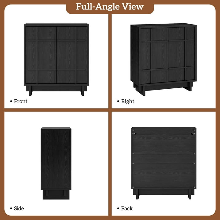 Aufeile Modern Sideboard, Buffet Cabinet with Adjustable Shelf, Farmhouse Accent Storage Cabinet for Kitchen, Living Room, Dining Room, Entryway, Black