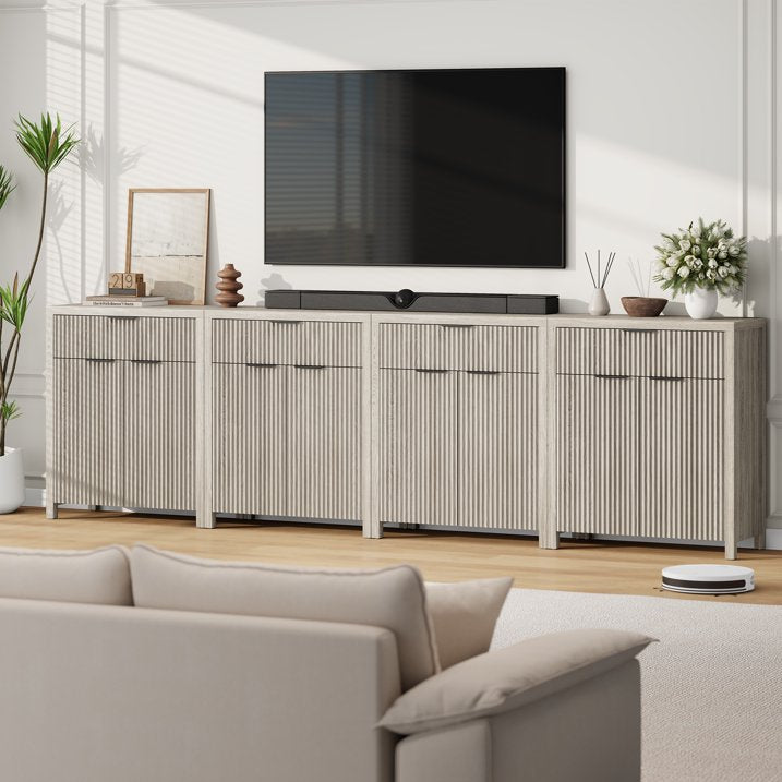 Aufeile Sideboard Buffet Cabinet with Drawer, Small Buffet Table with Adjustable Shelf, Modern Home Accent Furniture for Dining Living Room, Kitchen, Entryway, White Oak
