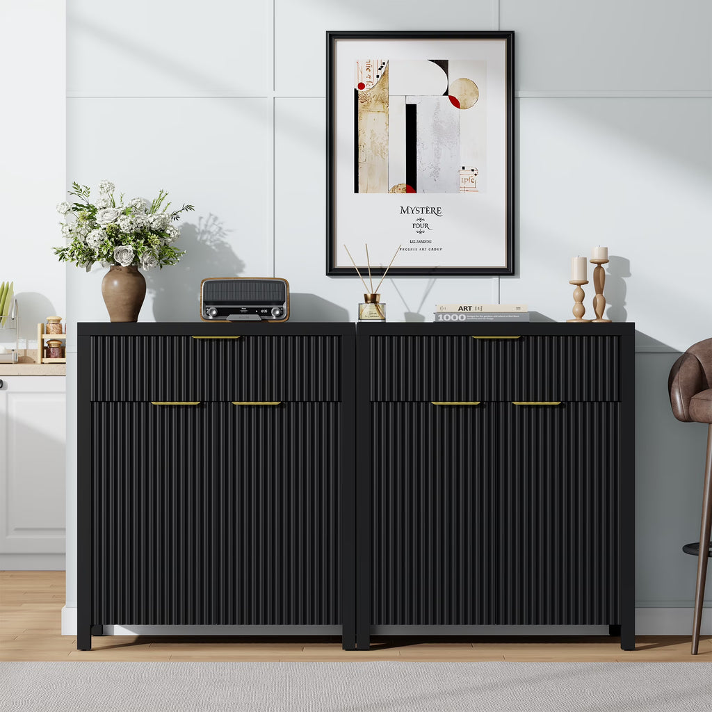 Aufeile Fluted Sideboard Cabinet with 1 Drawer