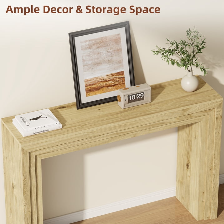 Aufeile 43" Console Table, Narrow Entryway Table with Storage, Modern Wood Accent Entry Sofa Table for Entrance, Hallway, Foyer, Living Room, Ideal for Home Decor, Natural Oak