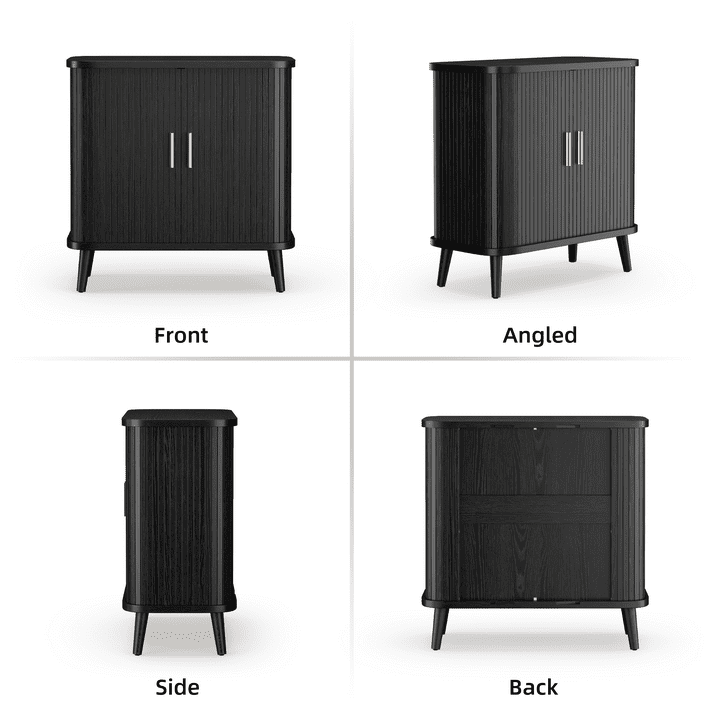 Aufeile Buffet Cabinet with Storage, 31" Tall Sideboard Storage Cabinet with Adjustable Shelves and Sliding Tambour Doors for Kitchen, Dining Living Room, Black
